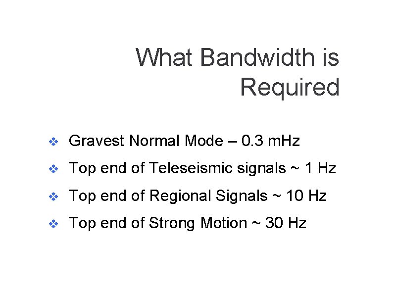 What Bandwidth is Required v Gravest Normal Mode – 0. 3 m. Hz v
