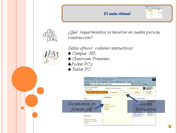 El aula virtual ¿Qué requerimientos se tuvieron en cuenta para su construcción? Debía ofrecer