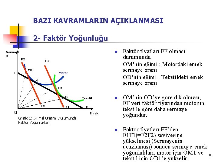 BAZI KAVRAMLARIN AÇIKLANMASI 2 - Faktör Yoğunluğu n Sermay e F 2 F F