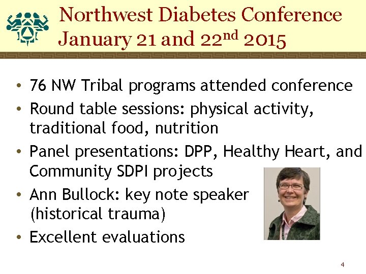 Northwest Diabetes Conference January 21 and 22 nd 2015 • 76 NW Tribal programs