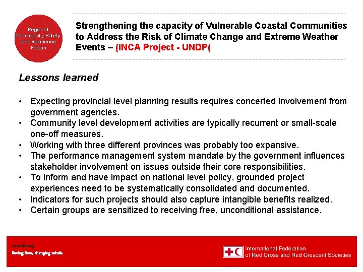 Regional Community Safety and Resilience Forum Strengthening the capacity of Vulnerable Coastal Communities to