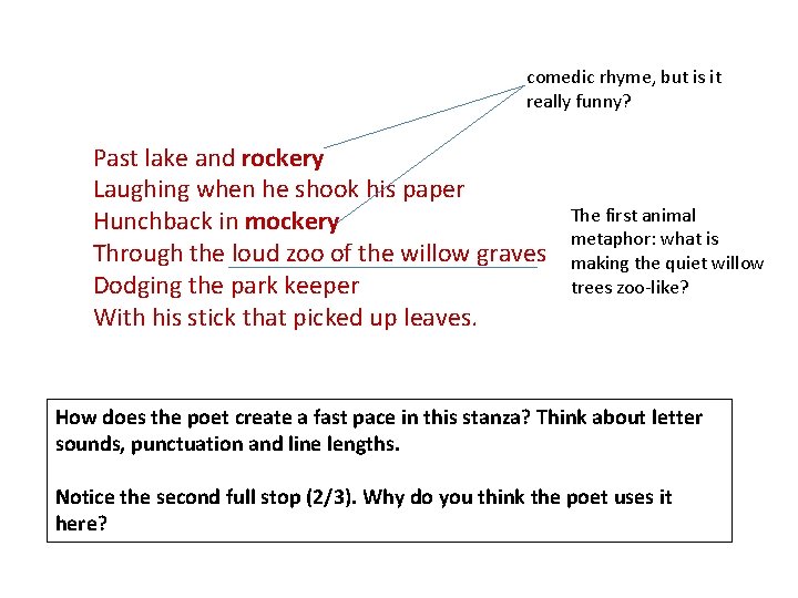 comedic rhyme, but is it really funny? Past lake and rockery Laughing when he