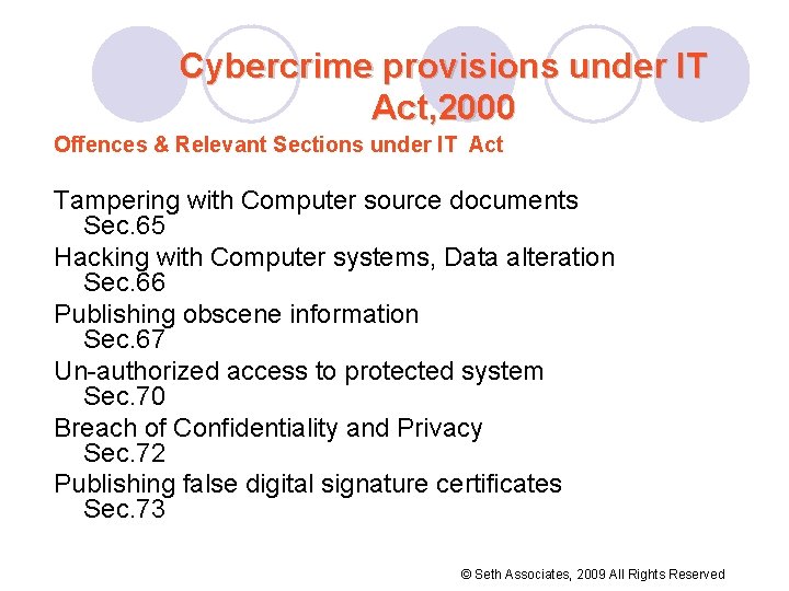 Cybercrime provisions under IT Act, 2000 Offences & Relevant Sections under IT Act Tampering Cybercrime provisions under IT Act, 2000 Offences & Relevant Sections under IT Act Tampering