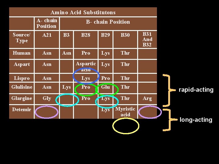 Amino Acid Substitutons A- chain Position B- chain Position Source/ Type A 21 B