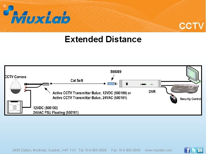 CCTV Extended Distance 8495 Dalton, Montreal, Quebec, H 4 T 1 V 5 Tel: