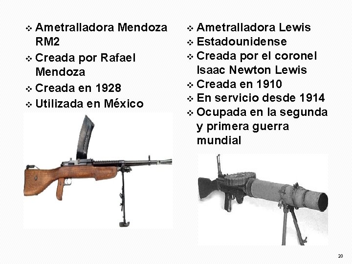 Ametralladora Mendoza RM 2 v Creada por Rafael Mendoza v Creada en 1928 v