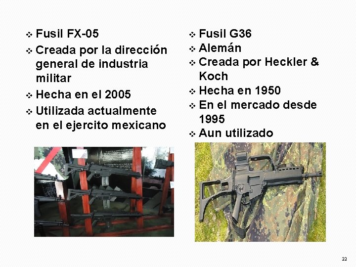 Fusil FX-05 v Creada por la dirección general de industria militar v Hecha en