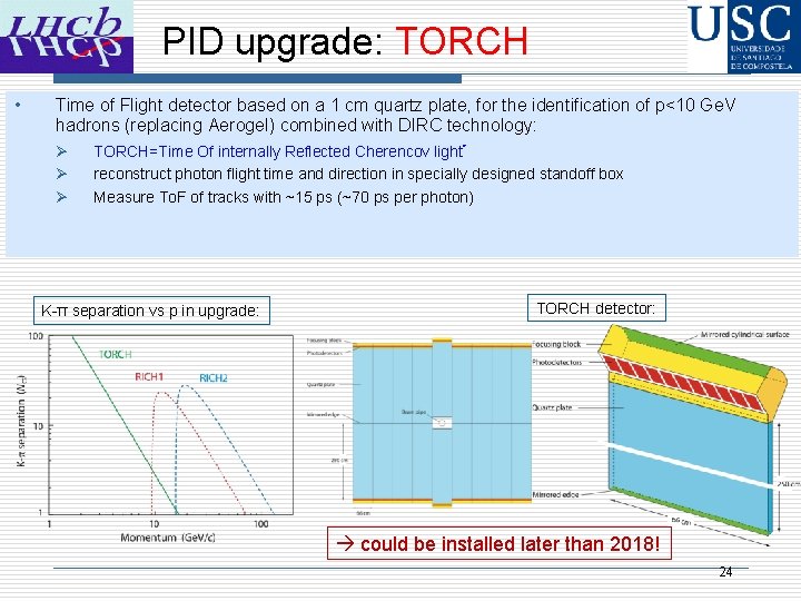 PID upgrade: TORCH • Time of Flight detector based on a 1 cm quartz