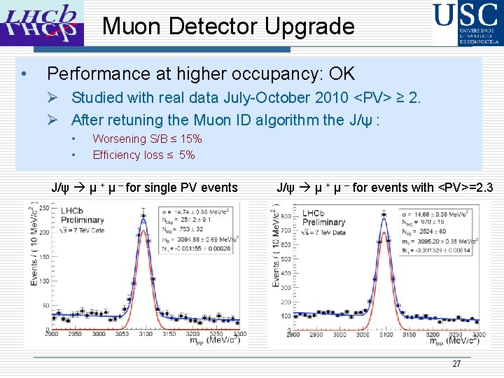 Muon Detector Upgrade • Performance at higher occupancy: OK Ø Studied with real data