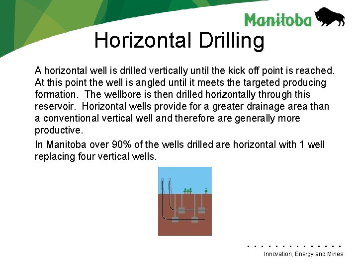 Horizontal Drilling A horizontal well is drilled vertically until the kick off point is