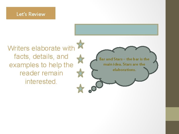 Let’s Review Writers elaborate with facts, details, and examples to help the reader remain