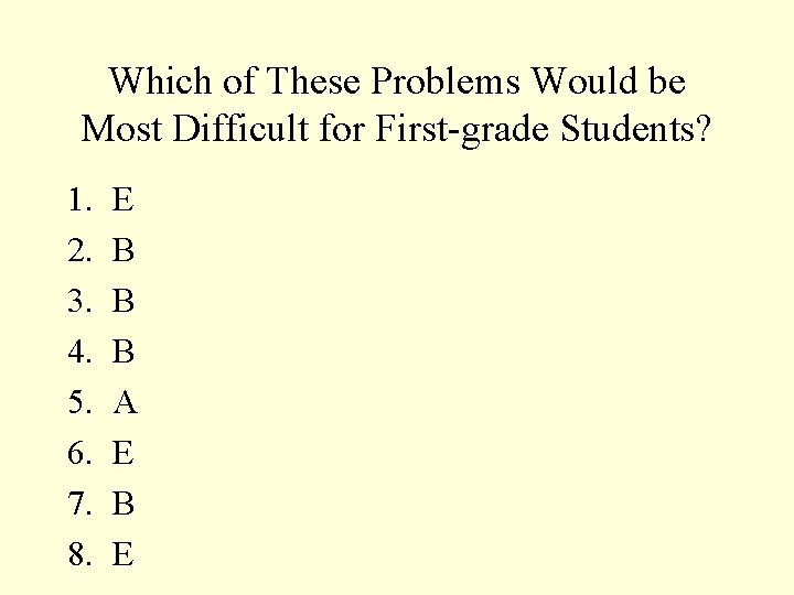 Which of These Problems Would be Most Difficult for First-grade Students? 1. 2. 3.