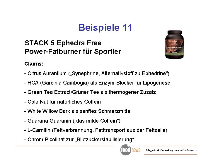 Beispiele 11 STACK 5 Ephedra Free Power-Fatburner für Sportler Claims: - Citrus Aurantium („Synephrine,