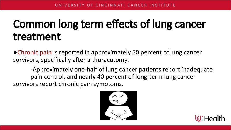 Common long term effects of lung cancer treatment ●Chronic pain is reported in approximately