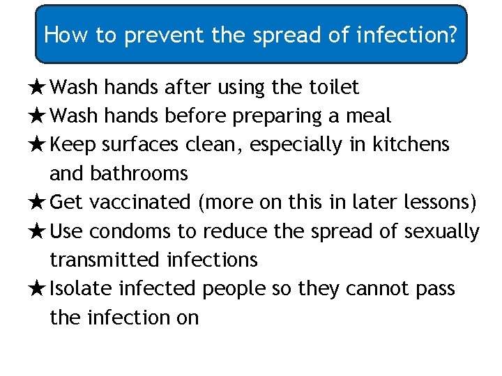 How to prevent the spread of infection? ★Wash hands after using the toilet ★Wash