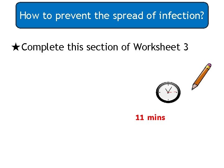 How to prevent the spread of infection? ★Complete this section of Worksheet 3 11