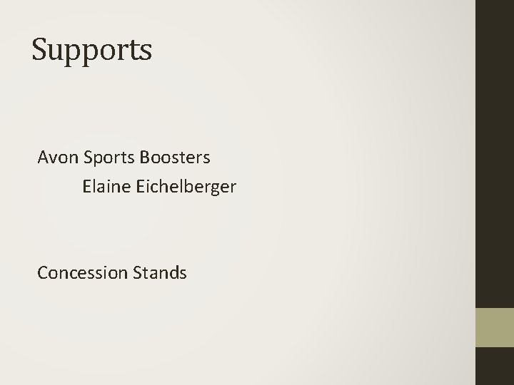 Supports Avon Sports Boosters Elaine Eichelberger Concession Stands 