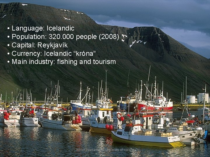  • Language: Icelandic • Population: 320. 000 people (2008) • Capital: Reykjavík •