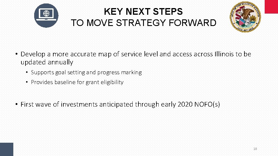 KEY NEXT STEPS TO MOVE STRATEGY FORWARD • Develop a more accurate map of