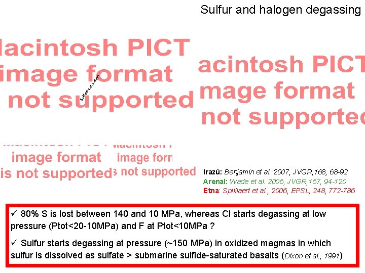 Su lfid e sa tur ati on Sulfur and halogen degassing Irazù: Benjamin et