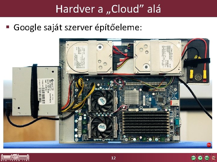 Hardver a „Cloud” alá § Google saját szerver építőeleme: 12 