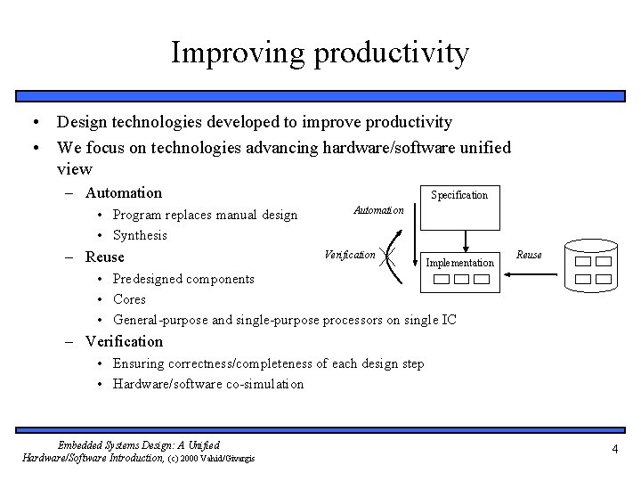 Improving productivity • Design technologies developed to improve productivity • We focus on technologies