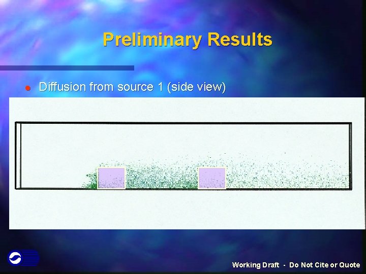 Preliminary Results l Diffusion from source 1 (side view) Working Draft - Do Not Preliminary Results l Diffusion from source 1 (side view) Working Draft - Do Not