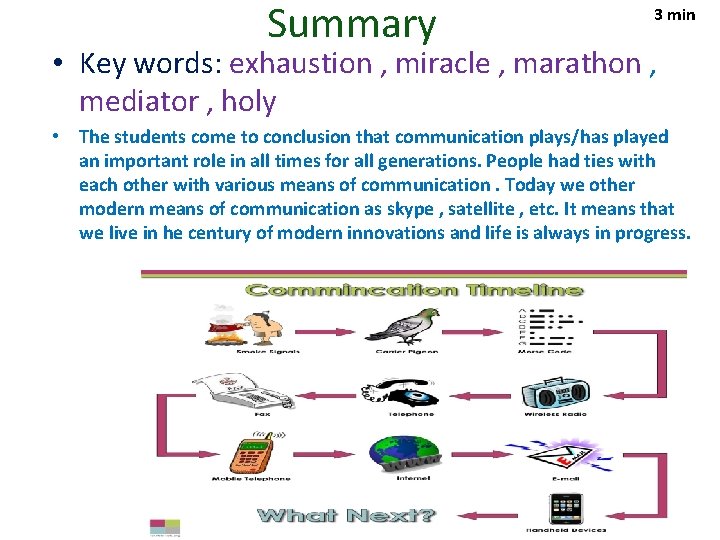 Summary 3 min • Key words: exhaustion , miracle , marathon , mediator ,