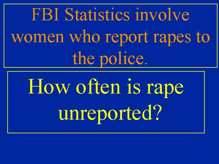 FBI Statistics involve women who report rapes to the police. How often is rape