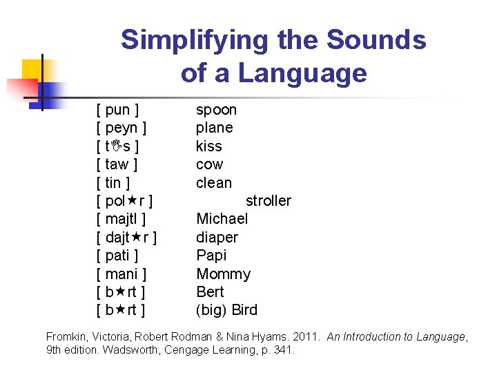 Simplifying the Sounds of a Language [ pun ] [ peyn ] [ t