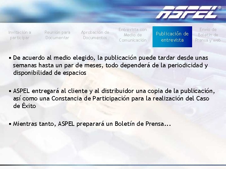 Invitación a participar Reunión para Documentar Aprobación de Documentos Entrevista con Medio de Comunicación