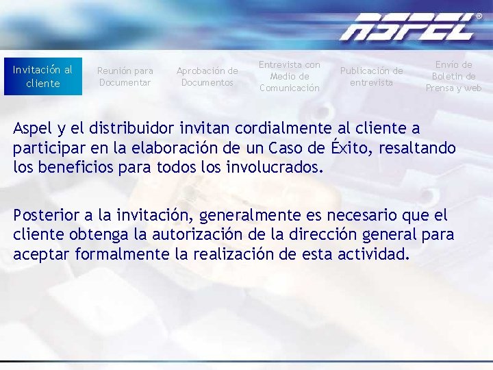 Invitación al cliente Reunión para Documentar Aprobación de Documentos Entrevista con Medio de Comunicación