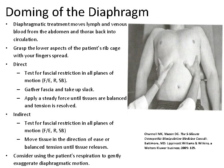 Doming of the Diaphragm • Diaphragmatic treatment moves lymph and venous blood from the