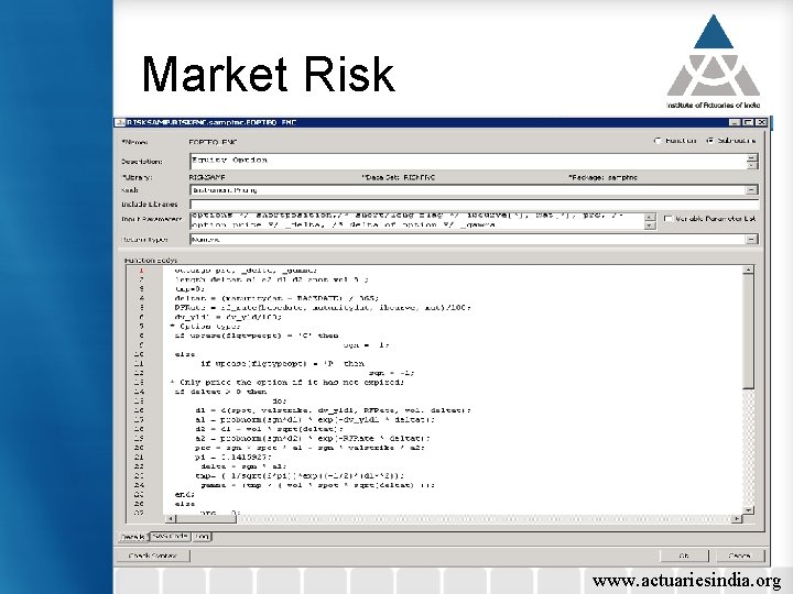 Market Risk www. actuariesindia. org 