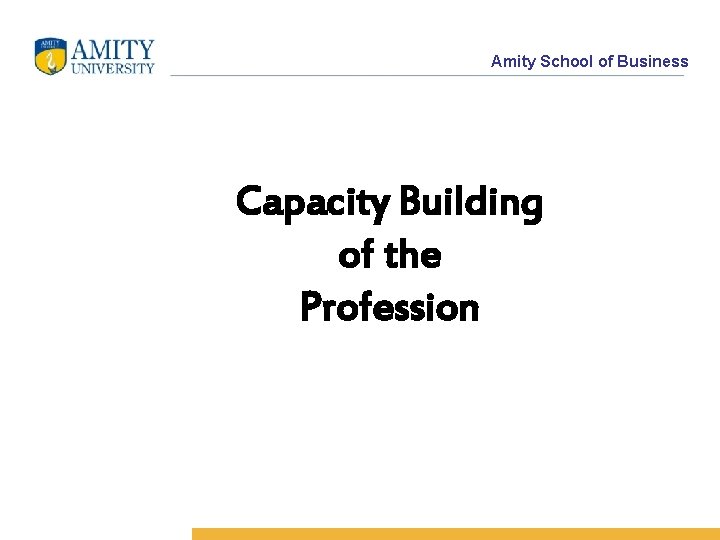 Amity School of Business Capacity Building of the Profession 