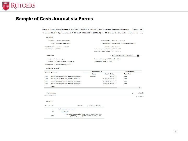Sample of Cash Journal via Forms 31 