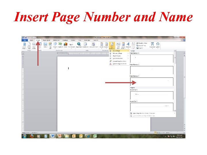 Insert Page Number and Name 