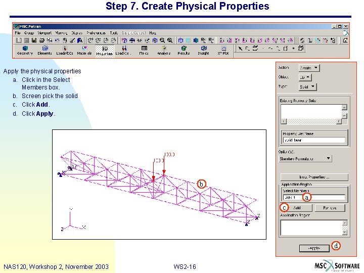 Step 7. Create Physical Properties Apply the physical properties a. Click in the Select