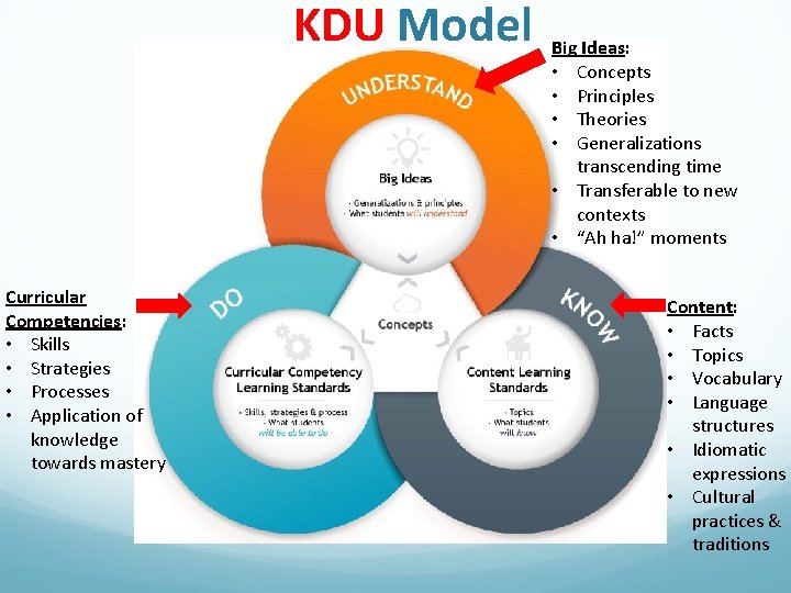 KDU Model Curricular Competencies: • Skills • Strategies • Processes • Application of knowledge