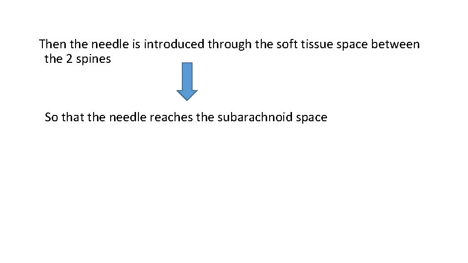  Then the needle is introduced through the soft tissue space between the 2