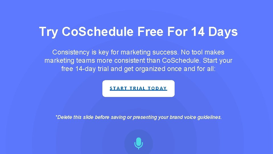 Try Co. Schedule Free For 14 Days Consistency is key for marketing success. No