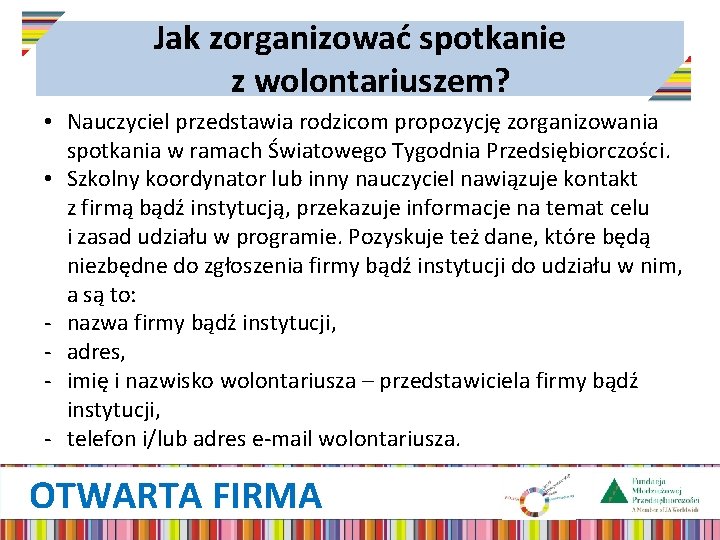 Jak zorganizować spotkanie z wolontariuszem? • Nauczyciel przedstawia rodzicom propozycję zorganizowania spotkania w ramach