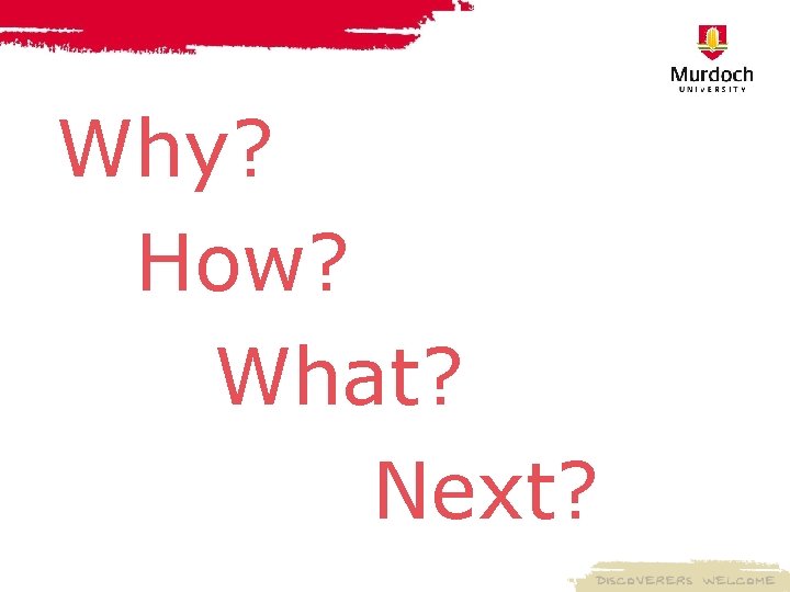 Why? How? What? Next? 
