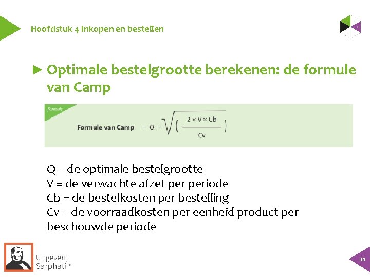 Hoofdstuk 4 Inkopen en bestellen ► Optimale bestelgrootte berekenen: de formule van Camp Q