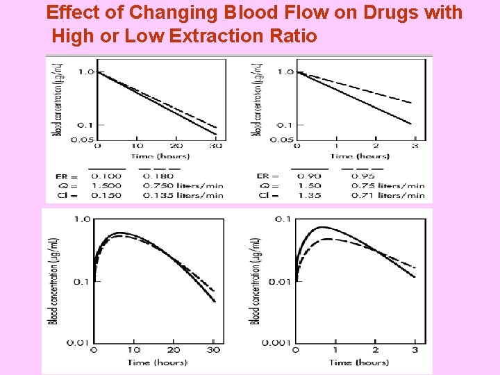 Effect of Changing Blood Flow on Drugs with High or Low Extraction Ratio 