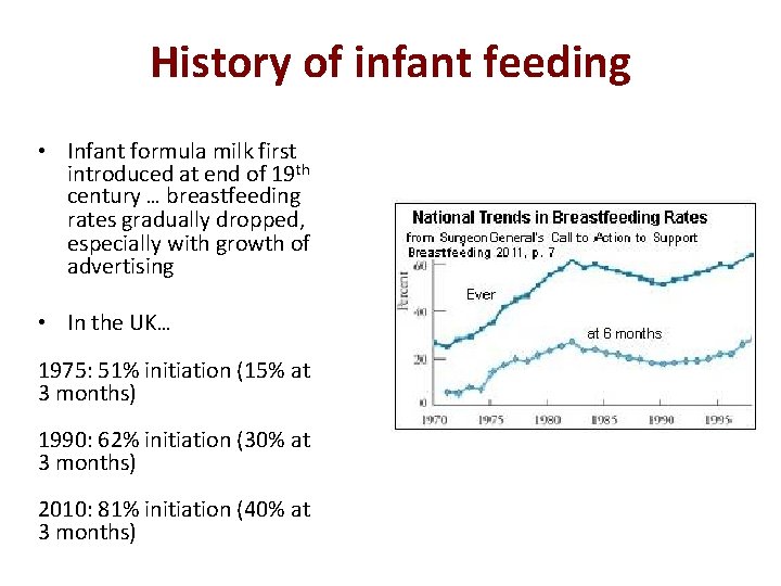 History of infant feeding • Infant formula milk first introduced at end of 19 History of infant feeding • Infant formula milk first introduced at end of 19