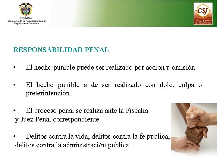 RESPONSABILIDAD PENAL • El hecho punible puede ser realizado por acción u omisión. •