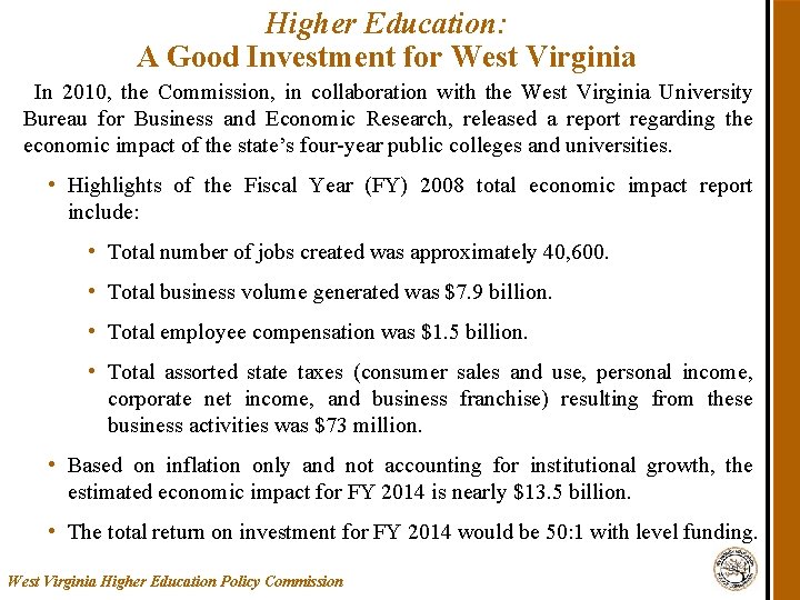 An Overview of PerformanceBased Funding in West Virginia