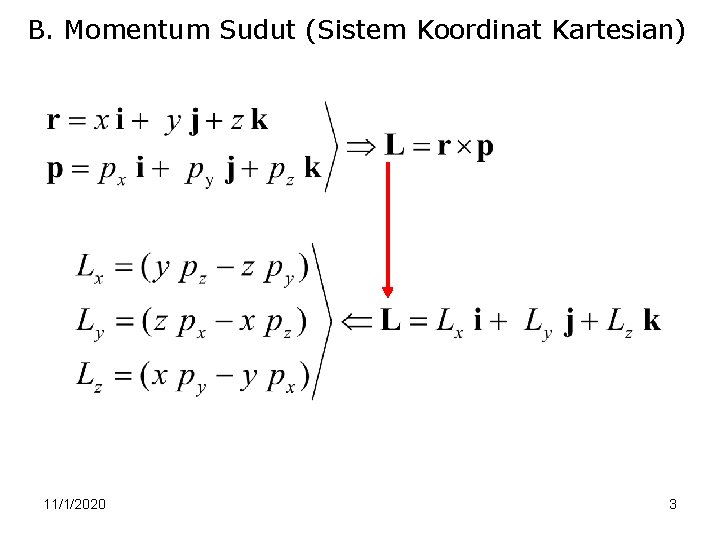 B. Momentum Sudut (Sistem Koordinat Kartesian) 11/1/2020 3 