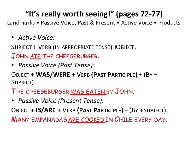 “It’s really worth seeing!” (pages 72 -77) Landmarks • Passive Voice, Past & Present